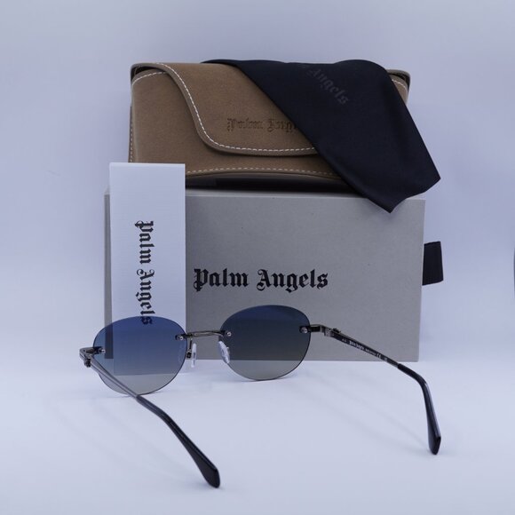 Palm Angels PERI10H CRYSTAL 1007 Oval Sunglasses - Gunmetal/Blue Gradient - Picture 6 of 10